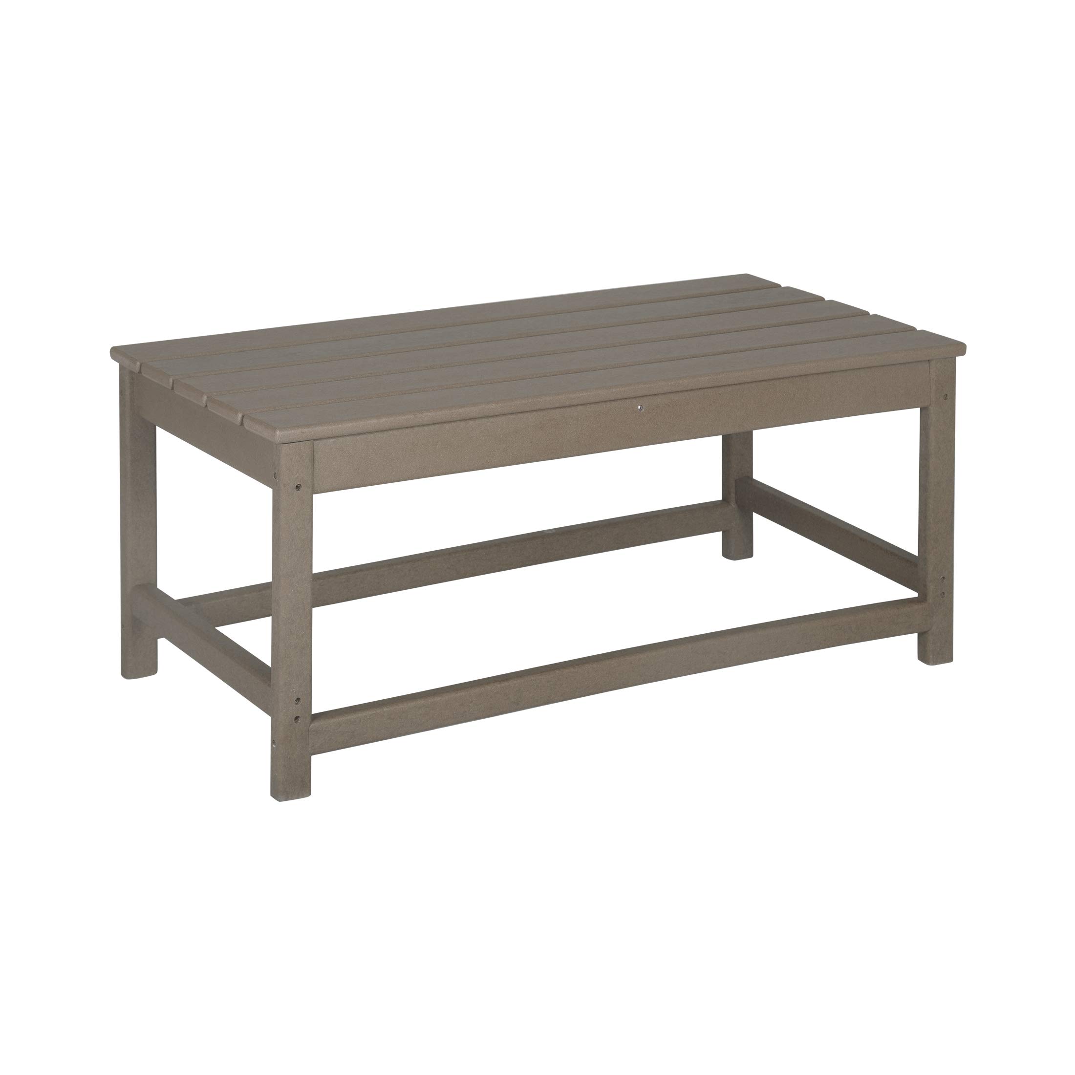 WestinTrends Malibu 3-Piece All-Weather Outdoor Patio Furniture Set - 2 Plastic Adirondack Chairs & Coffee Table for Porch, Lawn, Backyard - Weathered Wood Finish - Perfect for Relaxing, Entertaining & Outdoor Dining