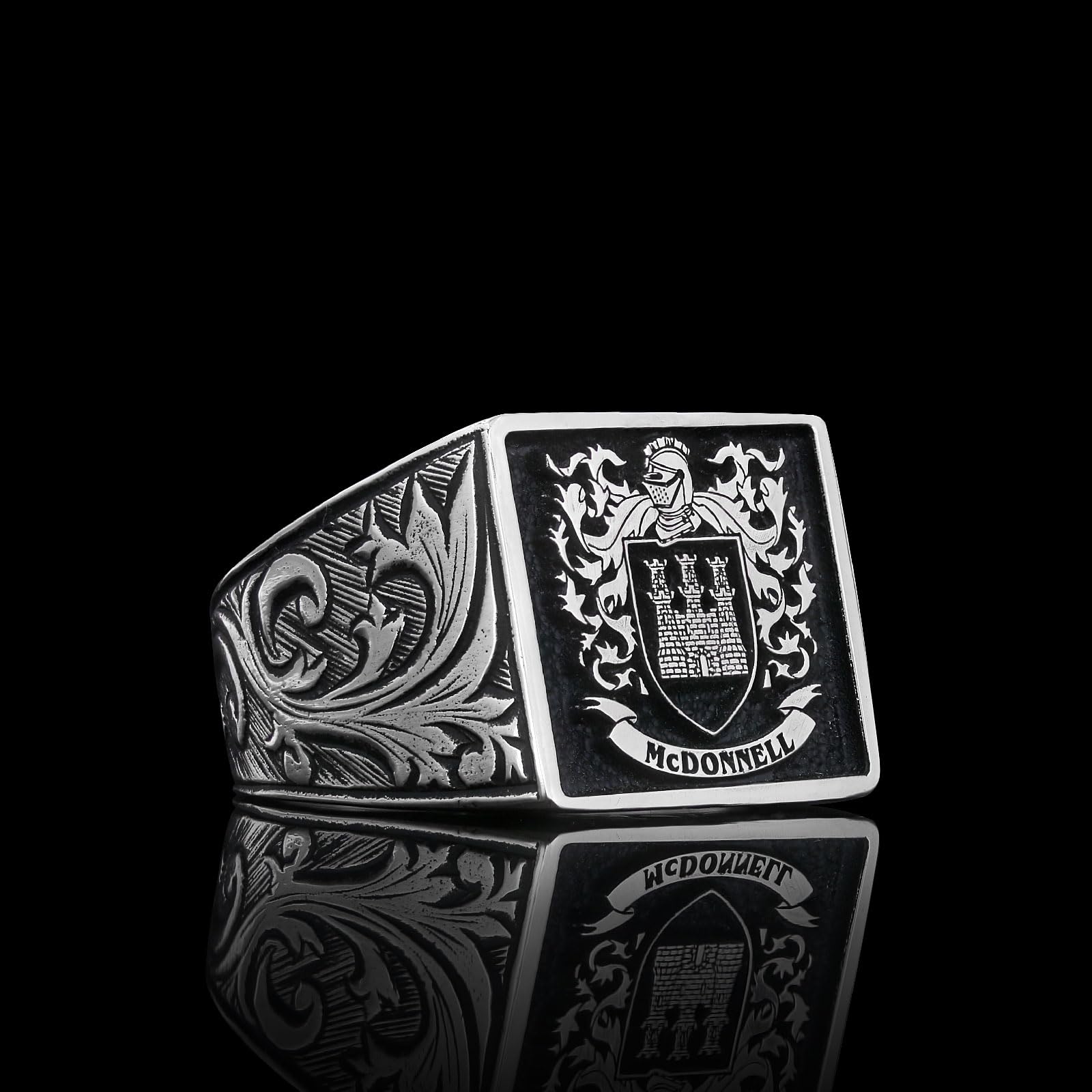 Personalized Coat of Arms Signet Ring - Custom Engraved Family Crest Ring with Celtic Design - Unique Gift for Men & Women - Perfect for Weddings, Anniversaries and Family Heirlooms