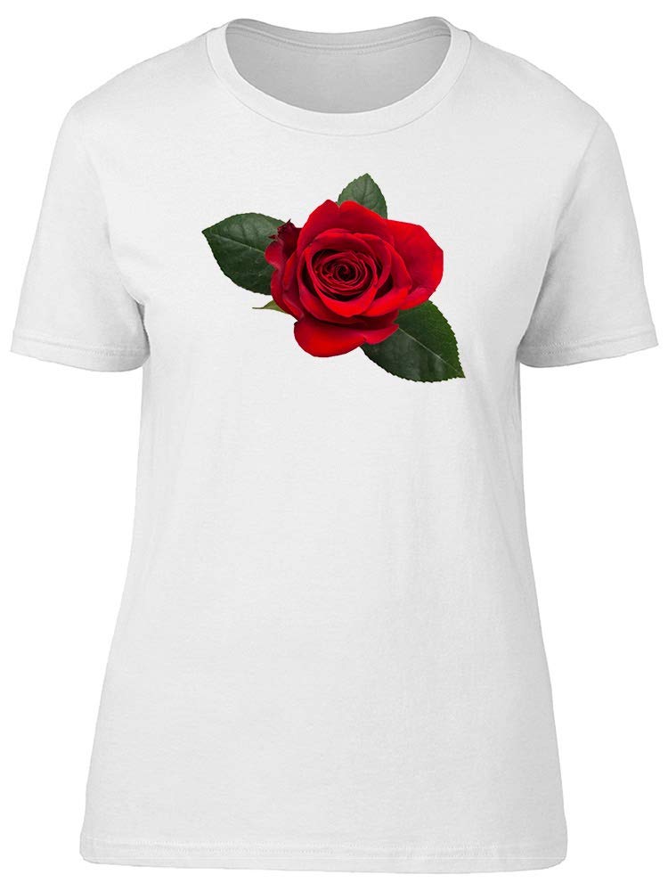 Smartprints Red Rose and Leaves T-Shirt for Women - Soft Cotton Casual Tee - Perfect for Everyday Wear, Dates & Outings
