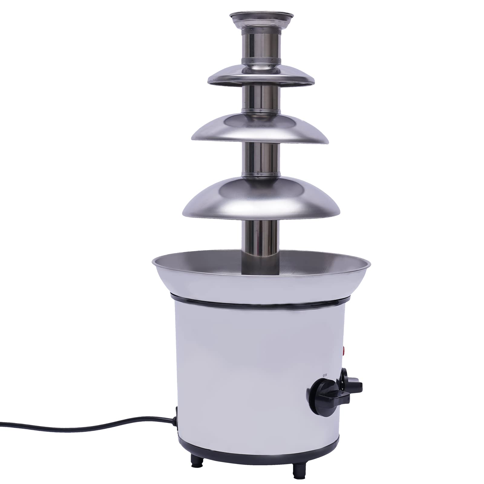 4-Tier Stainless Steel Chocolate Fondue Fountain - 110V 170W Electric Melting Pot for Chocolate, Candy, Butter, Cheese & Caramel | Perfect for Parties, Weddings, Dessert Buffets & Home Entertaining