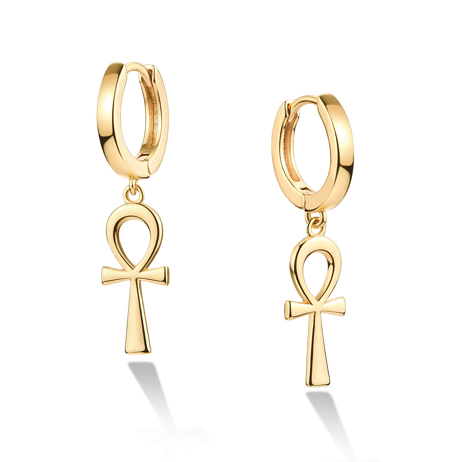 14K Gold Plated Huggie Hoop Earrings for Women - Heart, Star, Cross, Scorpion, Snake & Turquoise Coin Charm Dangle Earrings | Perfect for Everyday Wear, Parties & Gifts