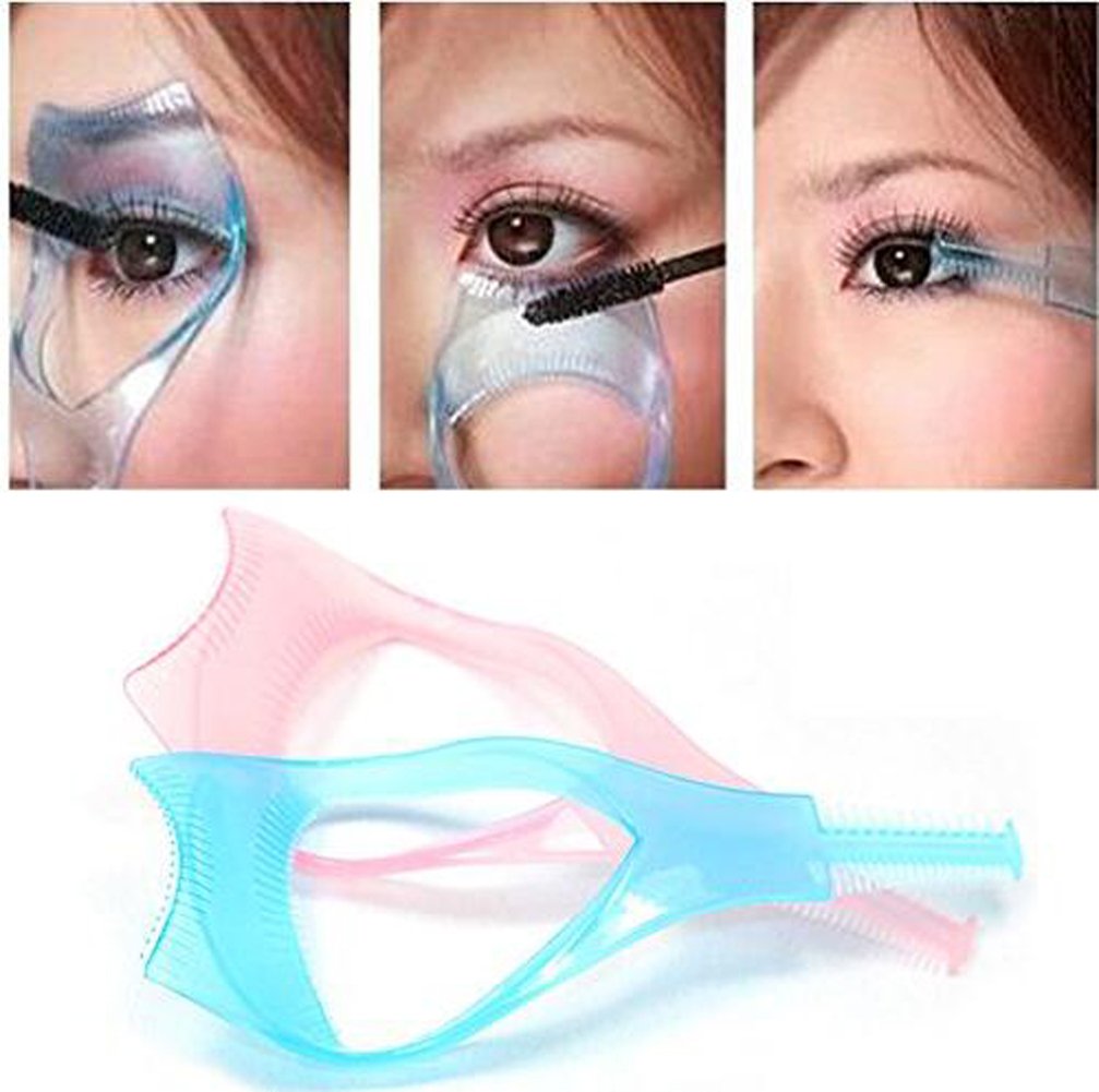 2PCS 4.1 Inch Plastic Eyelash Mascara Guard Cover Protector - Upper & Lower Lash Shields with Eyelash Comb - Blue & Pink Makeup Tools for Perfect Eye Makeup | Ideal for DIY Lash Extensions, False Lashes & Mascara Application