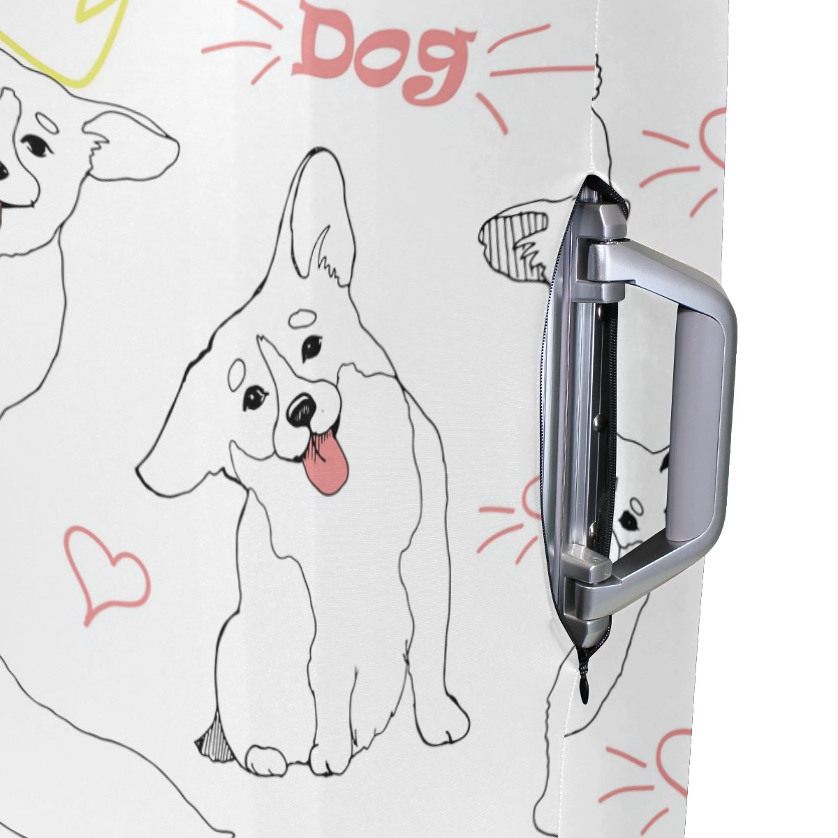 Stylish White Dog Puppy Luggage Cover - Travel Suitcase Protector for Kids, Men & Women | Perfect for Airplane, Train & Vacation Trips