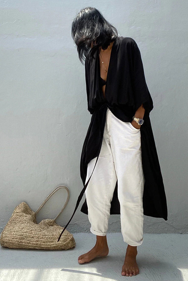 Lightweight Solid Color Kimono Beach Cover Up for Women - Summer Venice Style Swimwear Cover-Up, Perfect for Pool, Beach, and Vacation Outfits