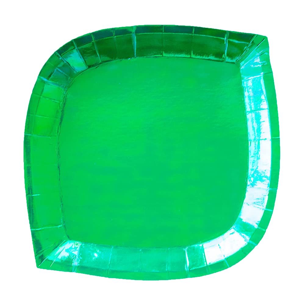 Jollity & Co Emerald Green Charger Plates - 8 Pack Elegant Disposable Paper Plates for Jungle, Christmas, Hawaiian, St. Patrick's Day & Birthday Party Decorations - Perfect for Themed Dinner Parties, Wedding Receptions & Special Events