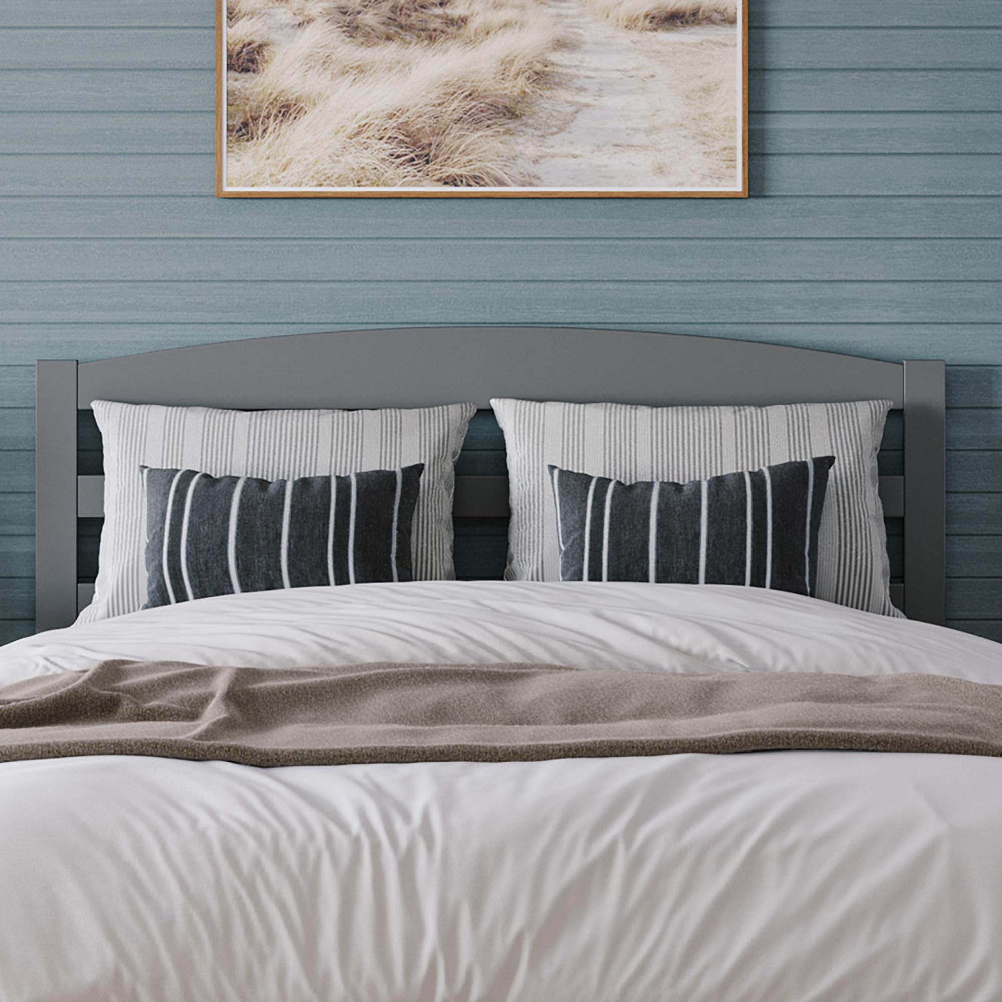 AFI Warren Full Size Wood Headboard with USB Charging Ports - Grey Finish for Modern Bedroom Decor & Convenient Device Charging