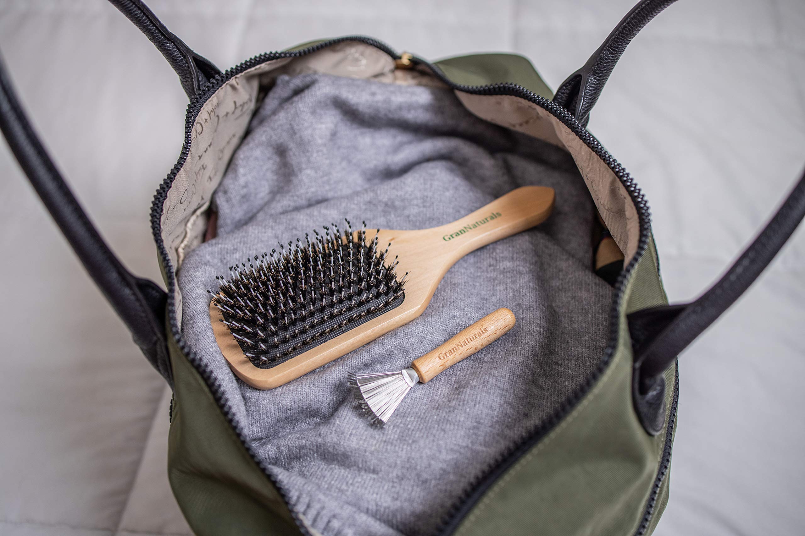 GranNaturals Hair Brush Cleaner - Durable Metal Wire Rake with Ergonomic Wooden Handle for Deep Cleaning & Detangling Combs, Bristle Brushes - Quick Hair, Dust & Lint Remover Tool - Perfect for Salon, Home & Travel Use