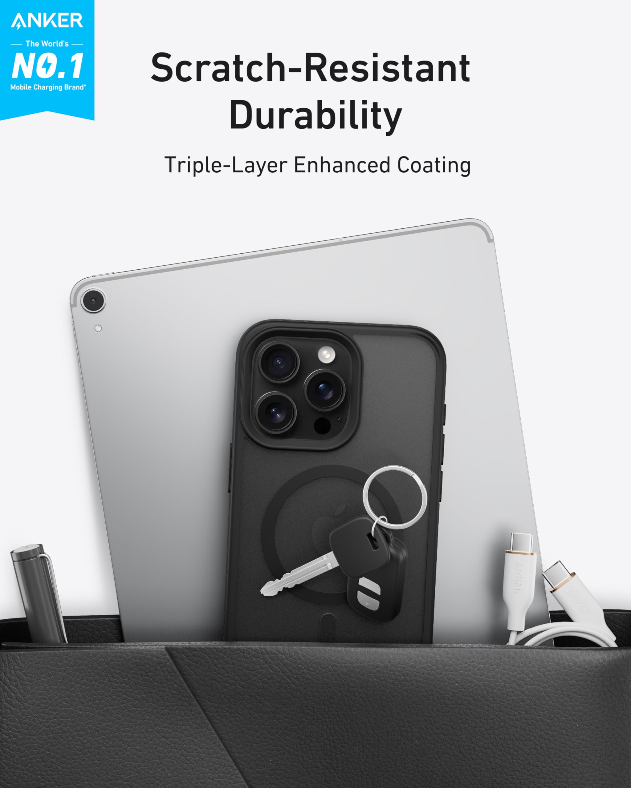 Anker MagGo Matte Magnetic Phone Case for iPhone 16 Pro - Ultra-Slim, Scratch-Resistant & Durable Protective Cover - Compatible with MagSafe (Black) | Perfect for Everyday Use, Travel & Wireless Charging
