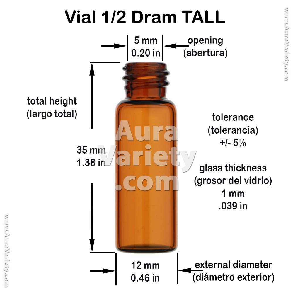24-Pack 1/2 Dram Amber Glass Vials with Phenolic Black Lined Caps - Essential Oil Bottles, Perfume Samples, Prospecting & Craft Storage - Ideal for DIY, Aromatherapy, Jewelry Making & Science Experiments