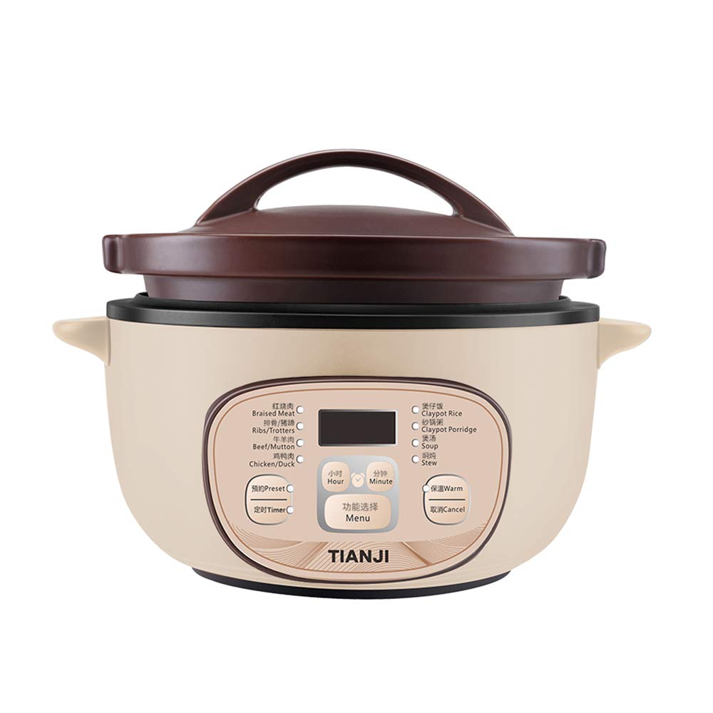 DSG-TZ30 3L Electric Clay Pot Slow Cooker - Ceramic Casserole Cooking Pot for Claypot Rice, Porridge & Stews | Unglazed Porcelain Design | Stovetop & Electric Safe | Perfect for Home Cooking & Meal Prep