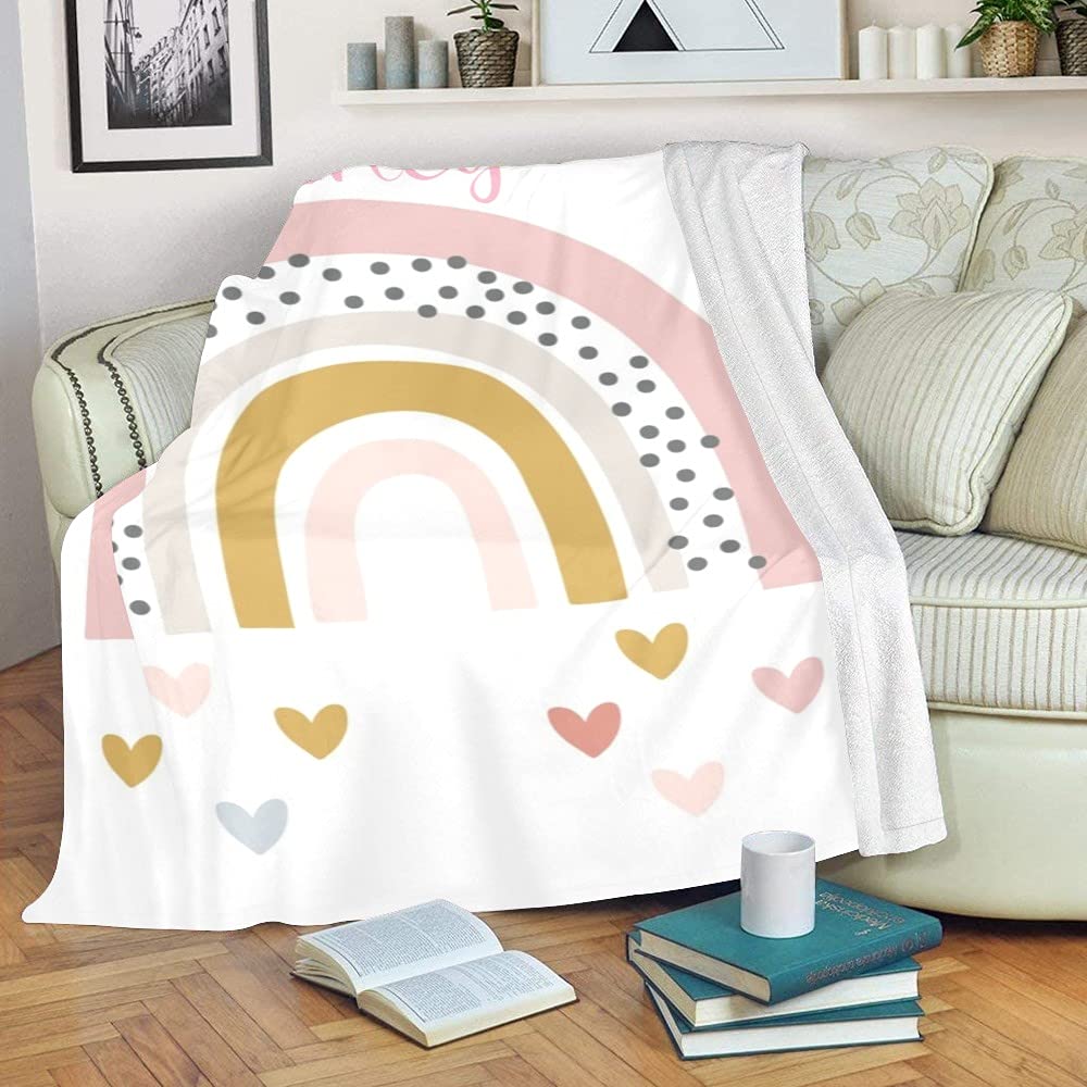 Custom Personalized Rainbow Baby Blanket with Name - Soft Fleece Swaddling Blanket 30