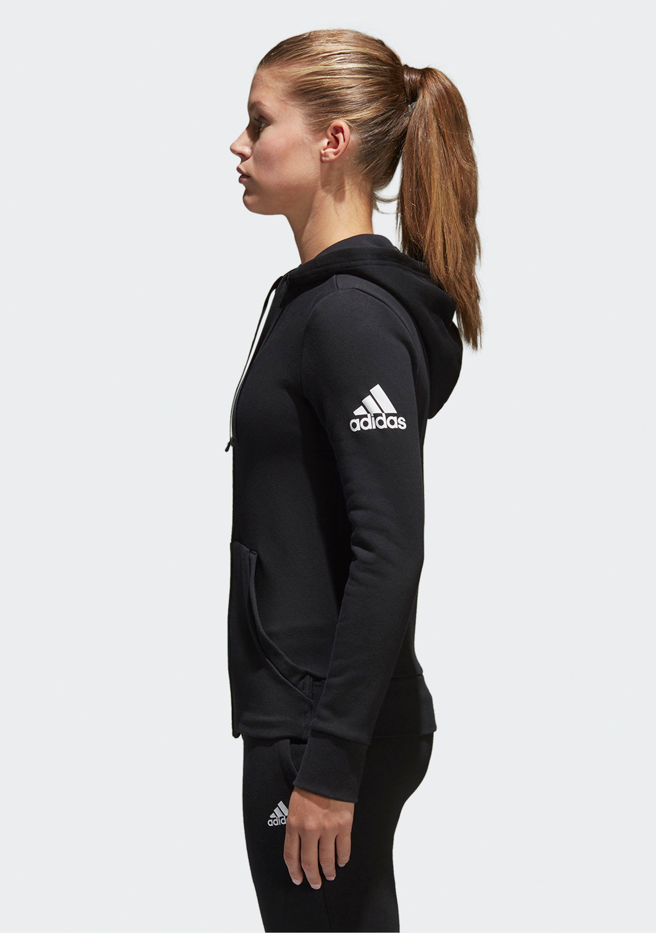 Adidas Women's Essential Solid Full Zip Hoodie - Comfortable Fleece Jacket for Casual Wear, Gym, and Outdoor Activities