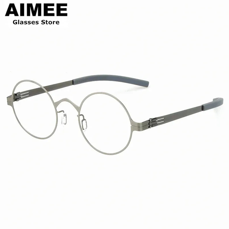 Aimee Women's Full Rim Round Screwless Steel Eyeglasses Frame 1176 - Lightweight Comfortable Eyewear for Reading, Work & Fashion Accessories