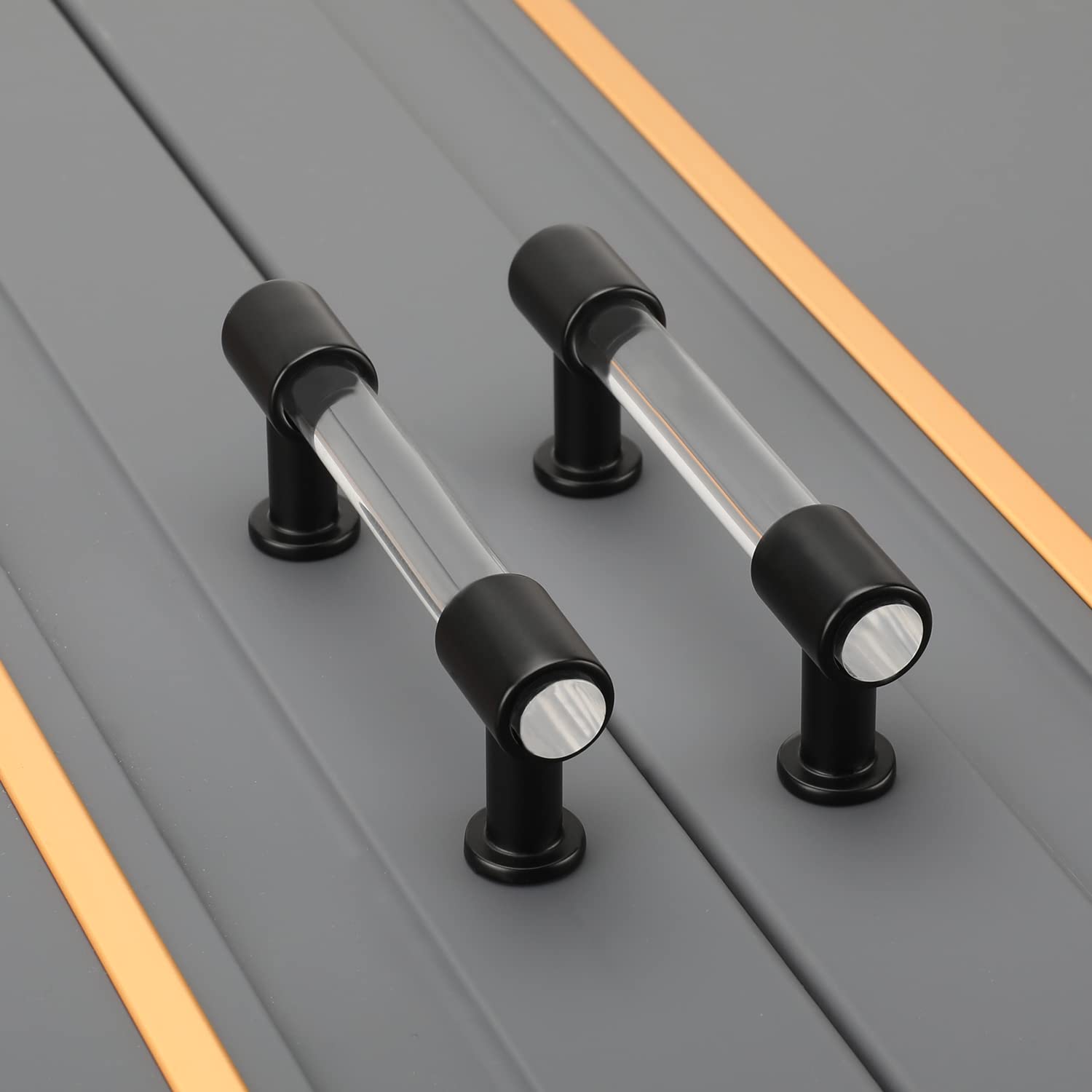 Peaha 10 Pack 3 Inch Black Acrylic Drawer Pulls - Clear Cabinet Handles for Kitchen & Bathroom Hardware - Perfect for Modern Cabinets, Dressers, and Storage Furniture