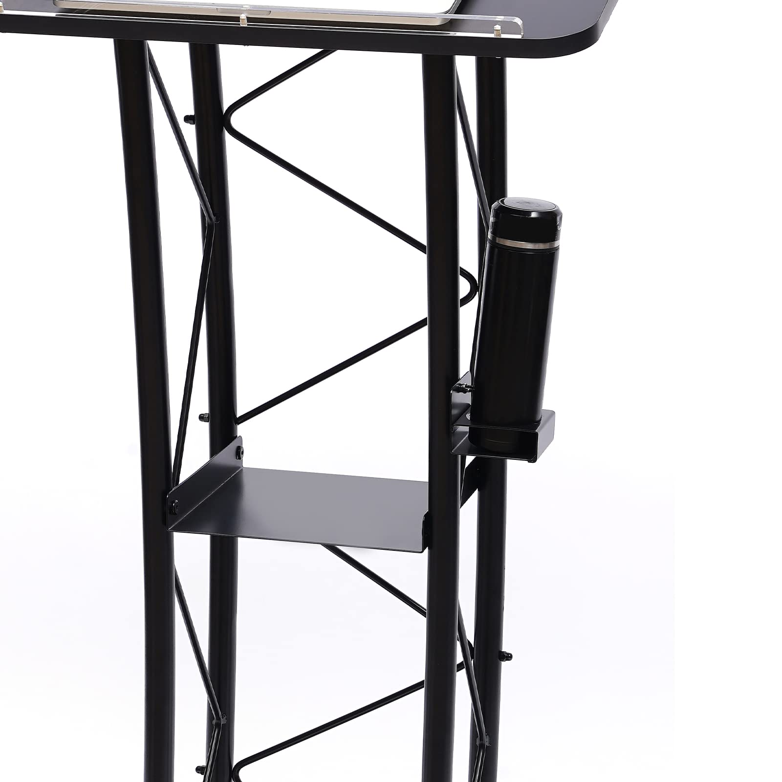 Curved Large Truss Lectern Podium Stand with Cup Holder - Durable Church & School Podium for Speeches, Presentations & Ceremonies