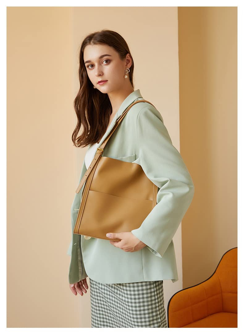 Genuine Leather Bucket Bag for Women - Stylish Tote & Shoulder Purse for Daily Use