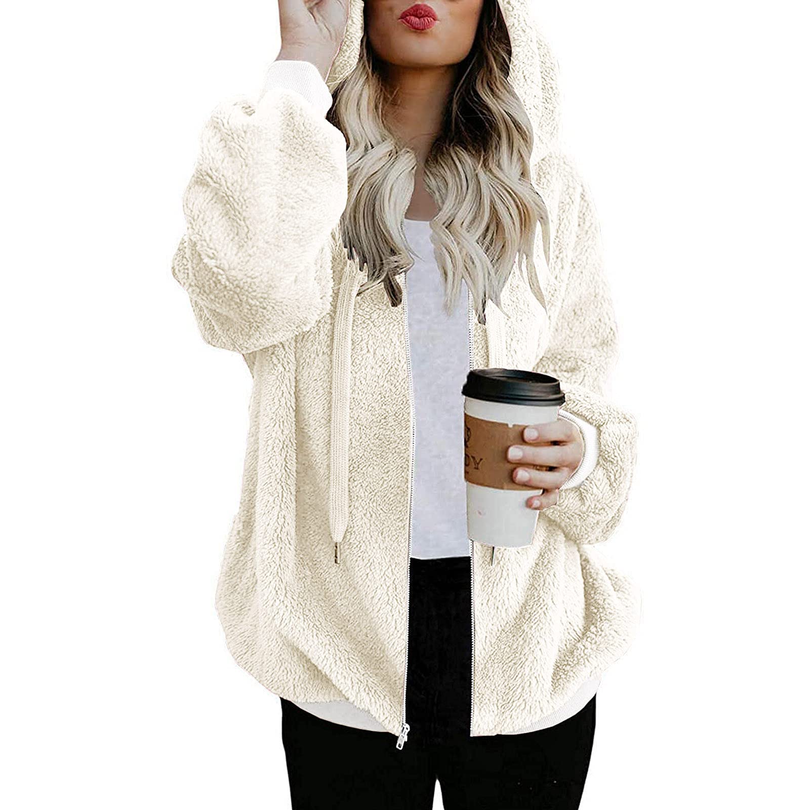 Women's Sherpa Fleece Pullover Jacket - Soft Fluffy Quarter Zip Long Sleeve Sweatshirt | Cozy Winter Hoodie for Outdoor Activities & Casual Wear