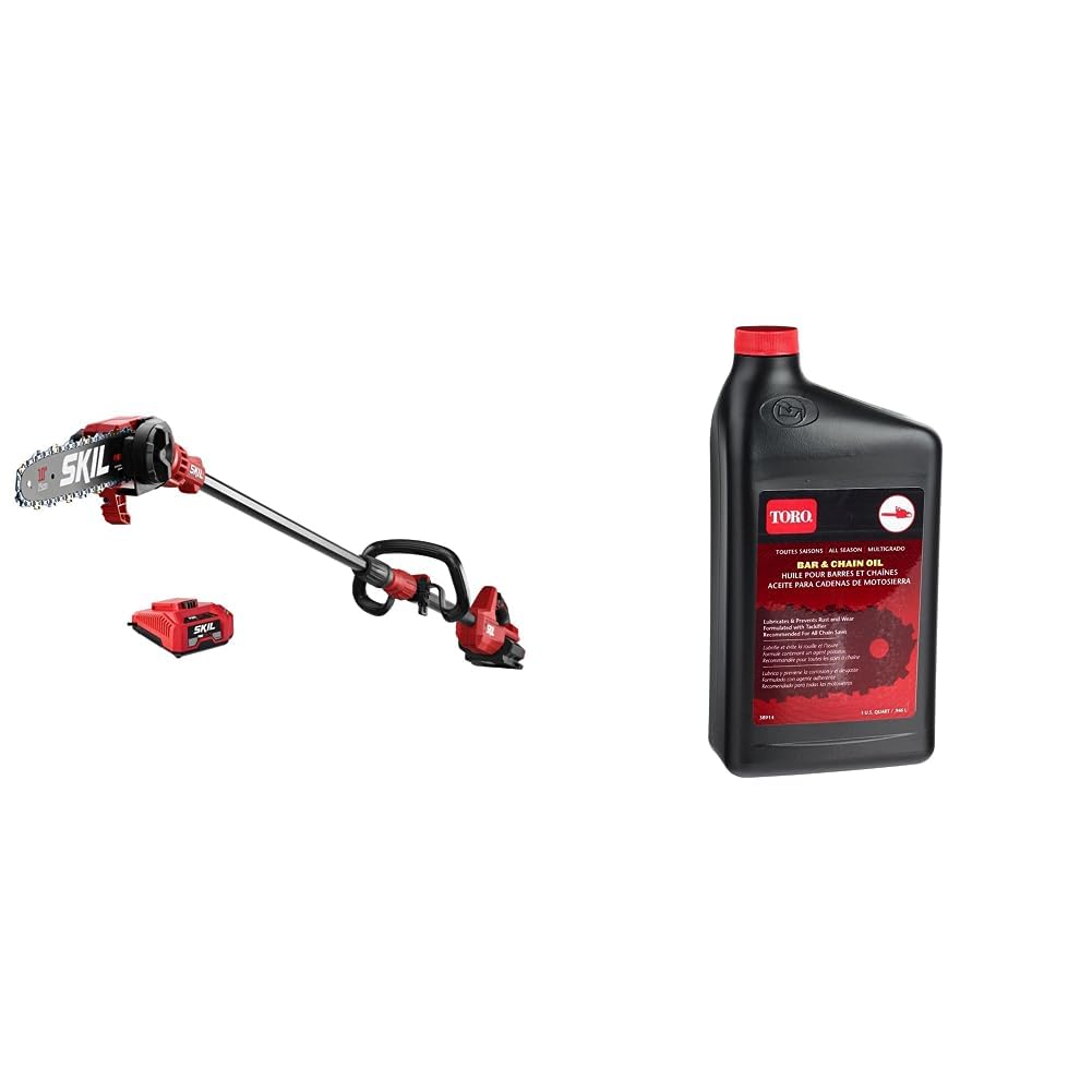 Skil PS4561C-10 PWR CORE 40 Brushless 40V 10-Inch Cordless Pole Saw Kit with 2.5Ah Battery & Charger | Includes Toro 38914 Premium Chainsaw Oil | Perfect for Tree Trimming, Pruning Branches & Landscaping Maintenance