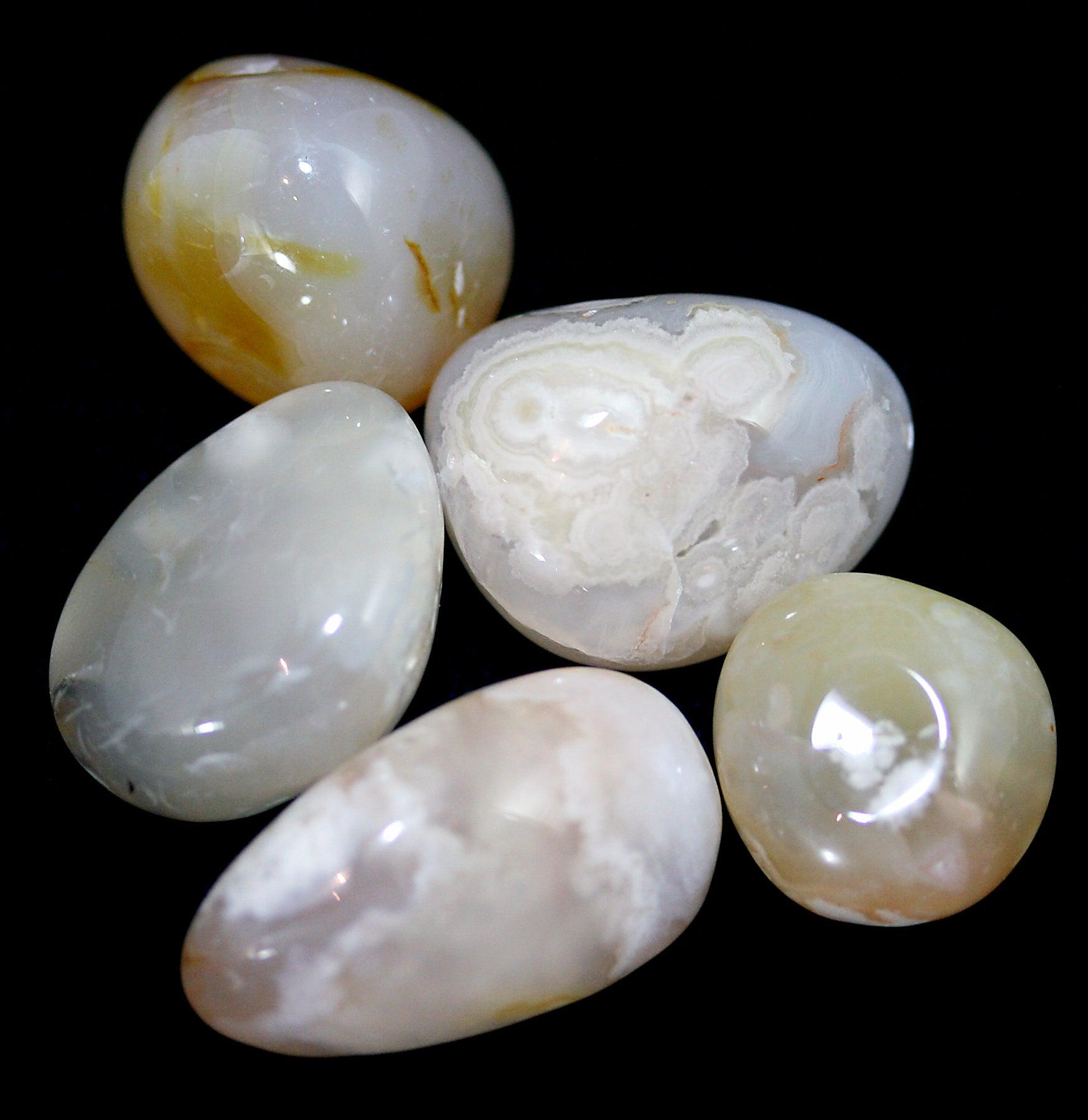 Tumbled Flower Agate Stone - Natural Healing Crystal for Meditation, Jewelry Making & Home Decor | Perfect for Stress Relief, Chakra Balancing & Spiritual Gifts