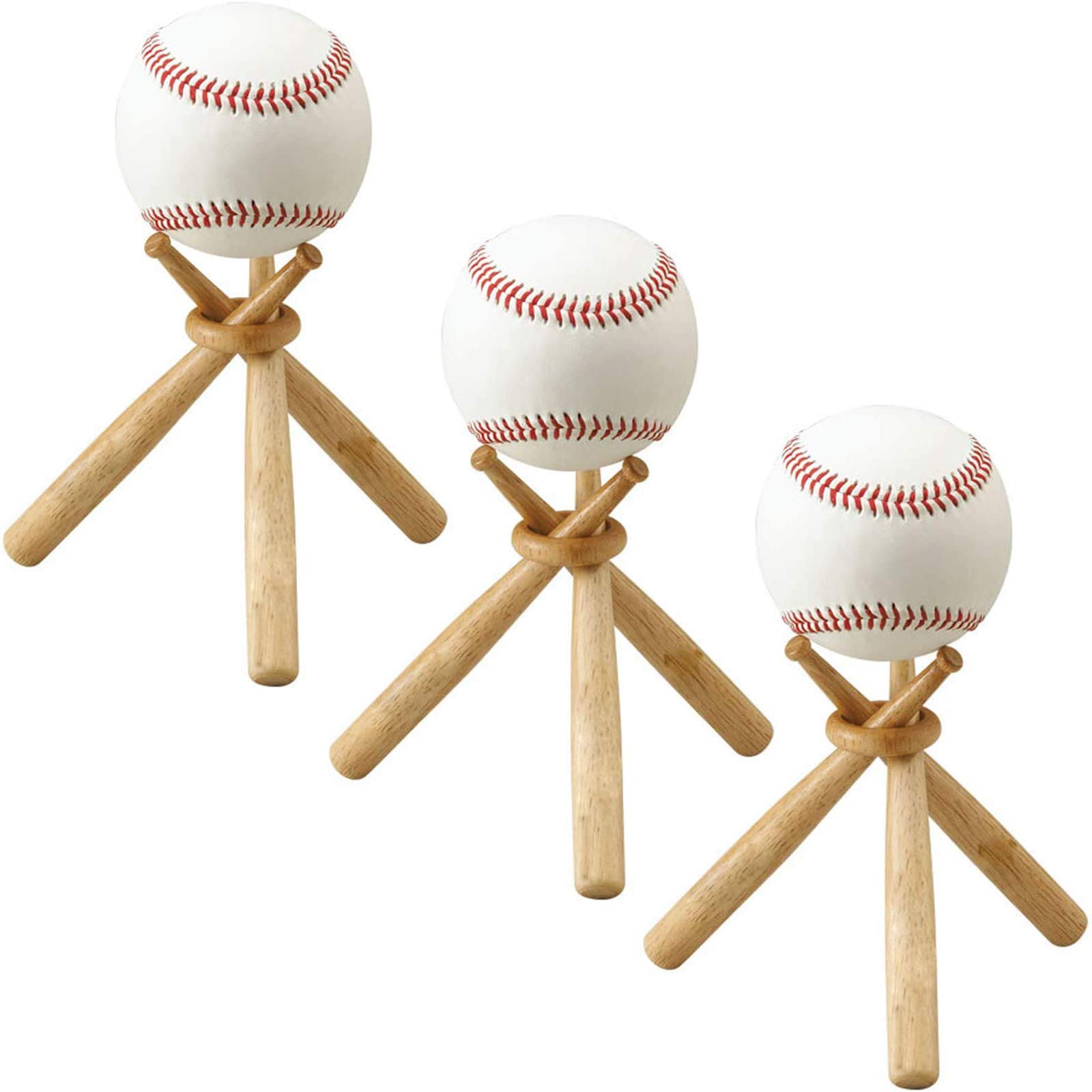 TIHOOD Wooden Baseball Stand Holder - Display Stand for Baseball Bats, Balls & Gloves - Perfect for Home Decor, Sports Room, and Fan Collections
