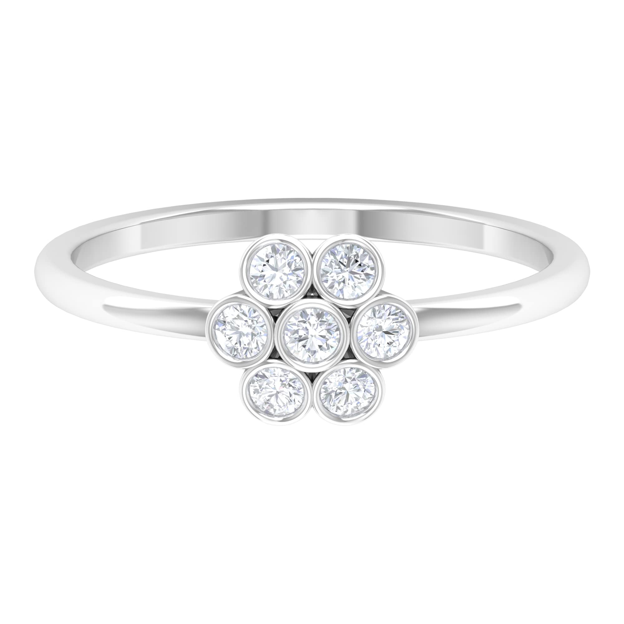 1/2 CT Moissanite Floral Ring for Women - 14K Solid Gold Moissanite Cluster Flower Ring, Minimalist Dainty Gold Flower Ring with Certification - Perfect for Weddings, Anniversaries, and Special Occasions