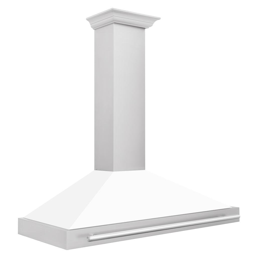 ZLINE KB4STX WM Convertible Stainless Steel Range Hood - White Matte Shell with Stainless Steel Handle | Professional Kitchen Ventilation for Home Cooking & Baking