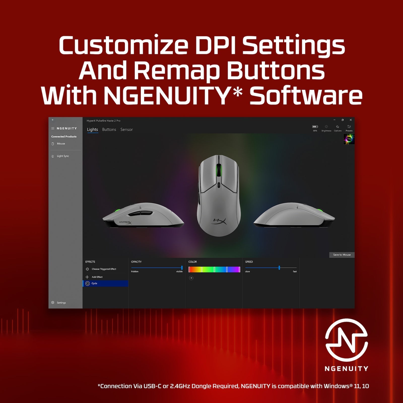HyperX Pulsefire Haste 2 Pro 4K Wireless Gaming Mouse - Lightweight Esports Mouse with 26K DPI, 1000Hz Polling Rate - Perfect for FPS, MOBA & Competitive Gaming