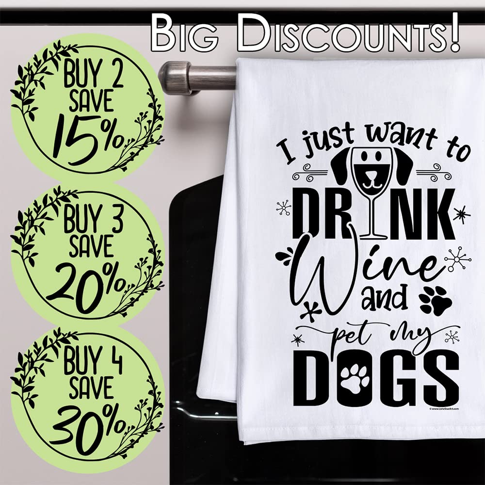 Funny Wine & Dogs Kitchen Towels - Cute Housewarming Gifts for Women - Perfect for Cooking & Decor