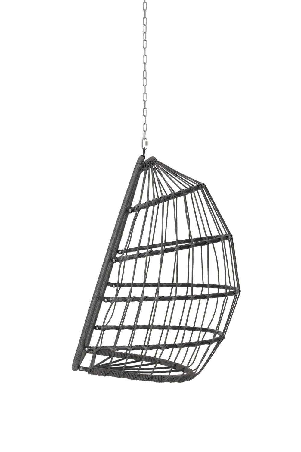 Egg Swing Chair Without Stand - Patio Rattan Wicker Hanging Chair with Cushion & Pillow - Foldable Basket Hammock for Indoor Bedroom, Outdoor Garden & Backyard - Khaki - Perfect for Relaxing, Reading & Lounging