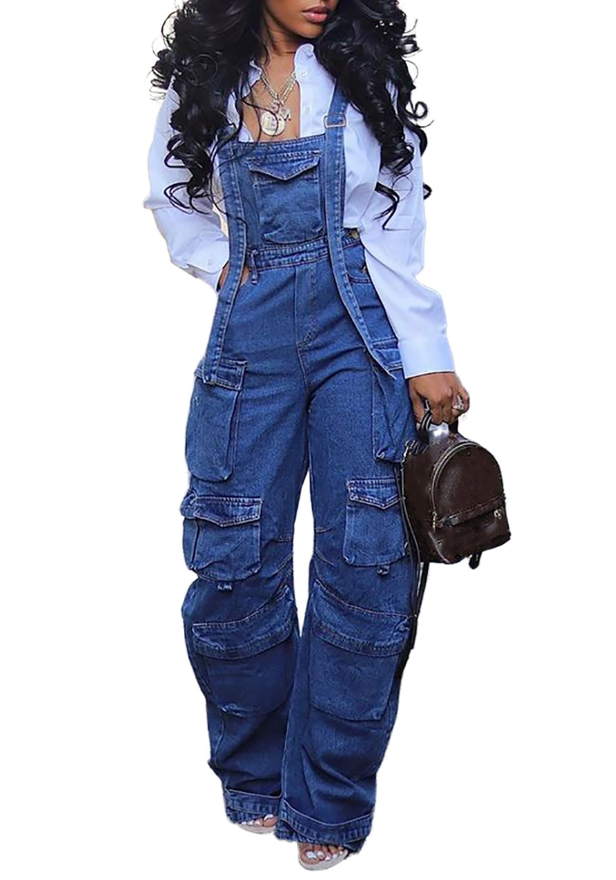 YOOTIKO Women's Denim Overalls - Baggy Cargo Jumpsuit with Straight Leg & Bib - Streetwear Fashion for Casual Wear, Work & Outdoor Activities
