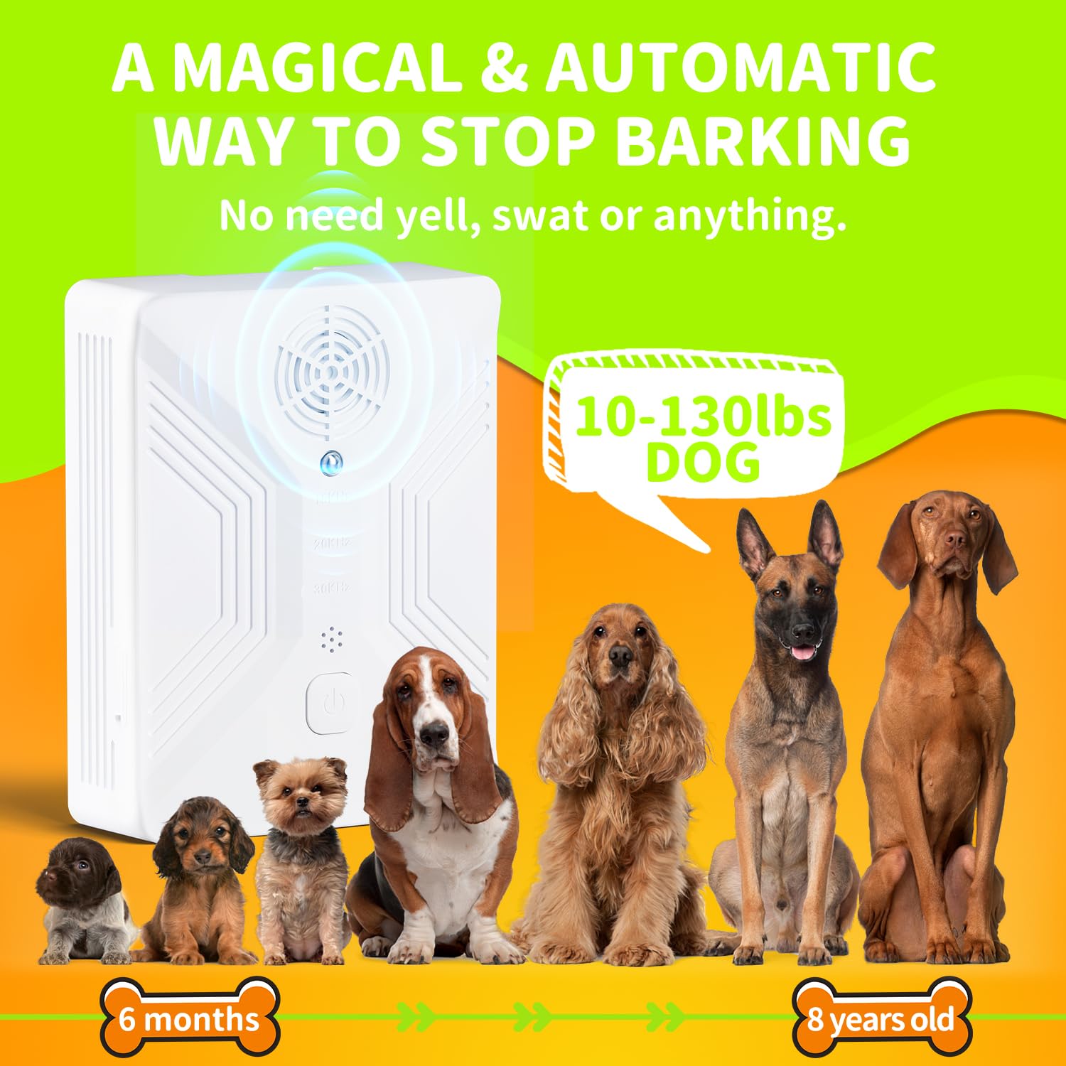 Rechargeable Ultrasonic Dog Bark Deterrent Device - 3 Modes, 50ft Range, Waterproof Anti Barking Control for Indoor & Outdoor Use - Safe Sonic Bark Silencer for Dogs & Humans - Perfect for Training, Yard Security, and Peaceful Home Environment