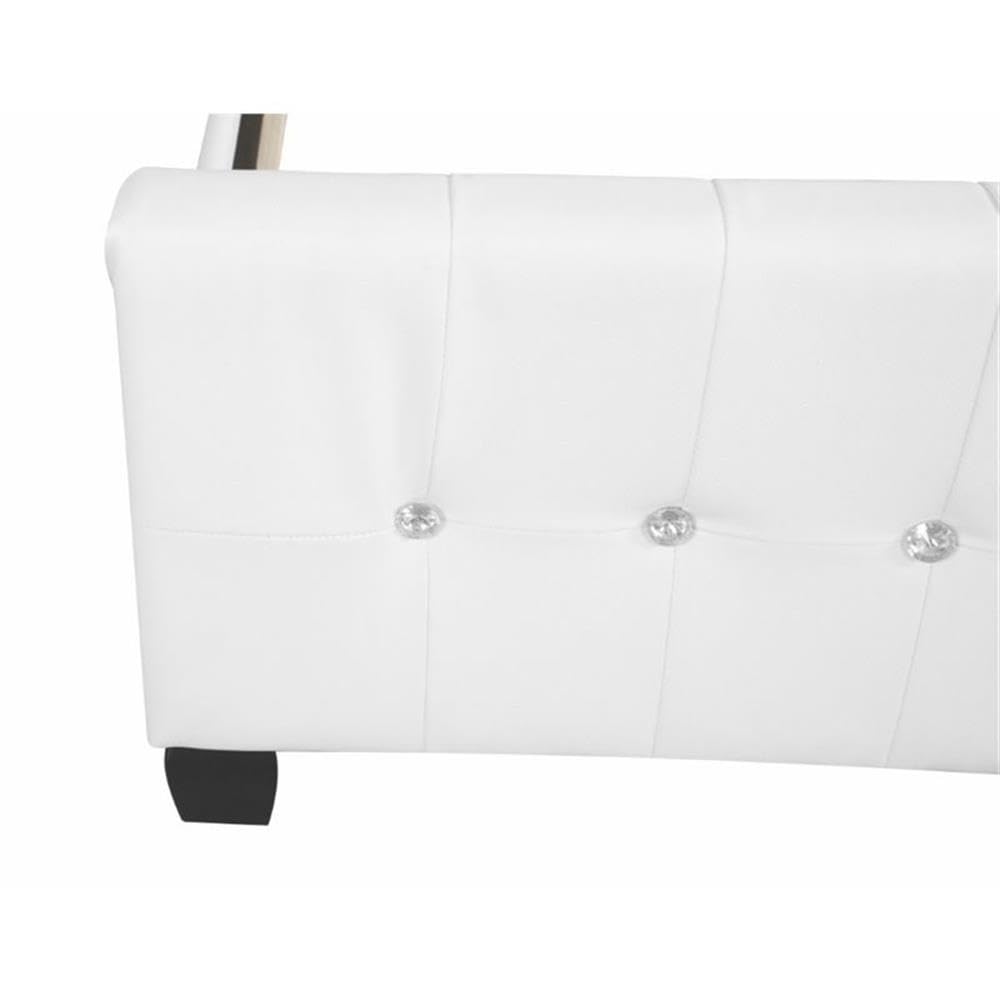 Glory Furniture White Diamond Faux Leather Upholstered Twin Bed Frame - Modern Luxury Bedroom Furniture for Kids, Teens & Guest Rooms | Perfect for Small Spaces & Dorm Decor
