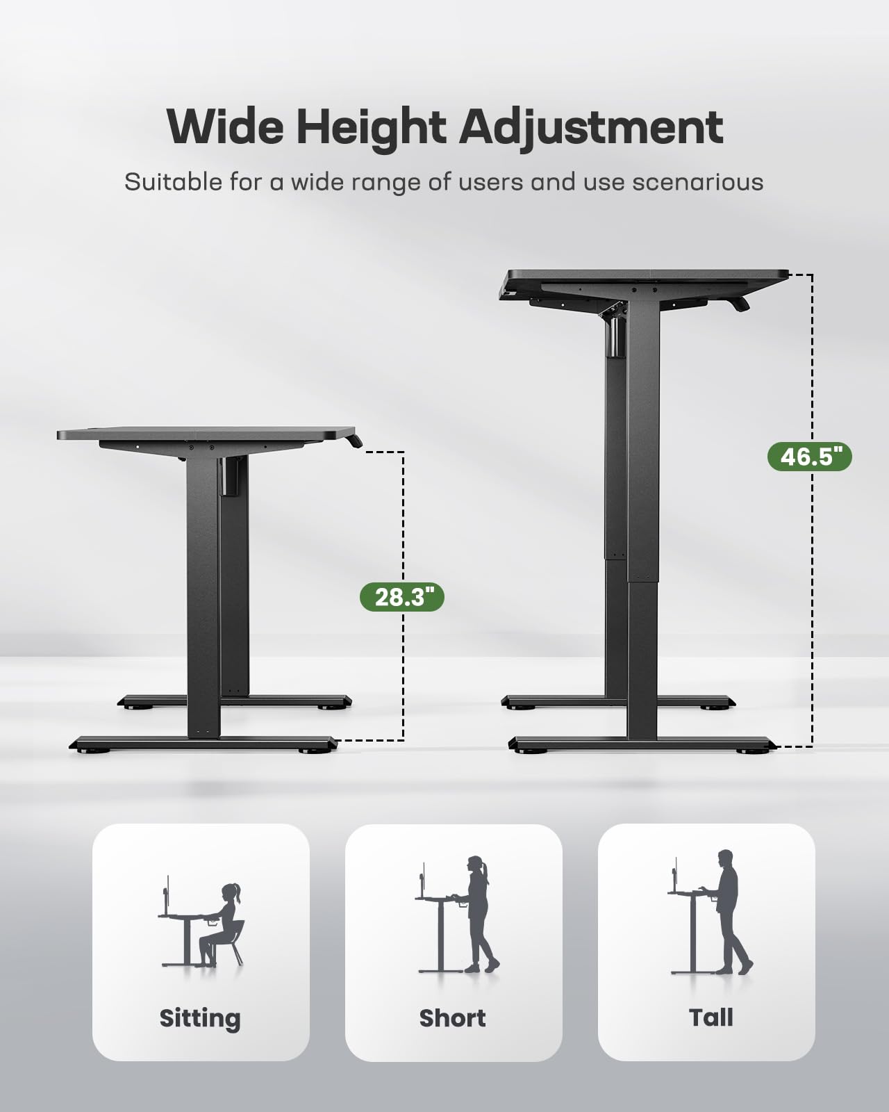 Adjustable Standing Desk 48x24 Inches - Home Office & Gaming Desk with Memory Presets for Work & Study
