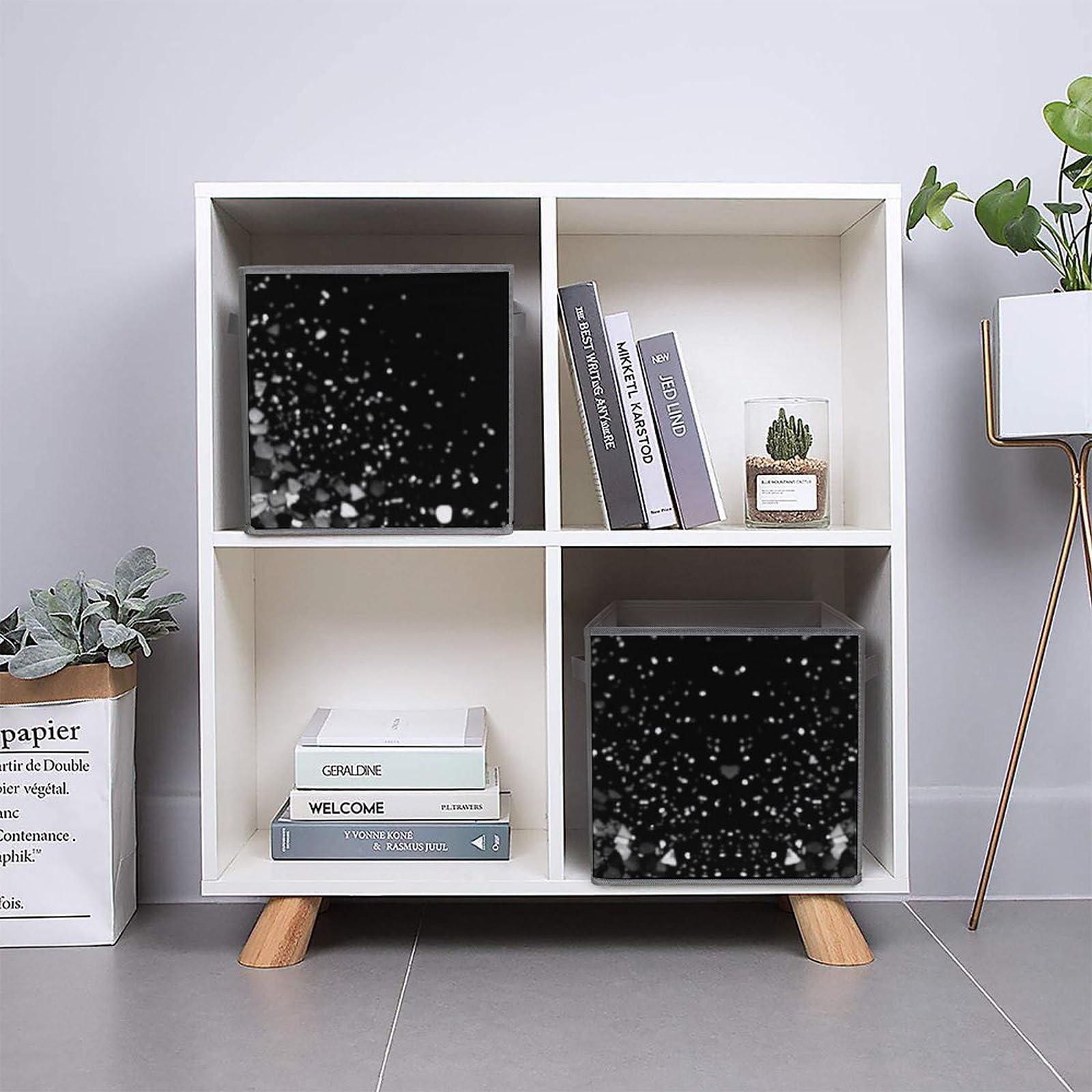 Black & White Glitter Collapsible Storage Bins - 6-Pack Foldable Storage Baskets with Handles, Large Closet Organizer for Clothes, Toys & Home Organization - Perfect for Bedroom, Closet & Kids Room Storage