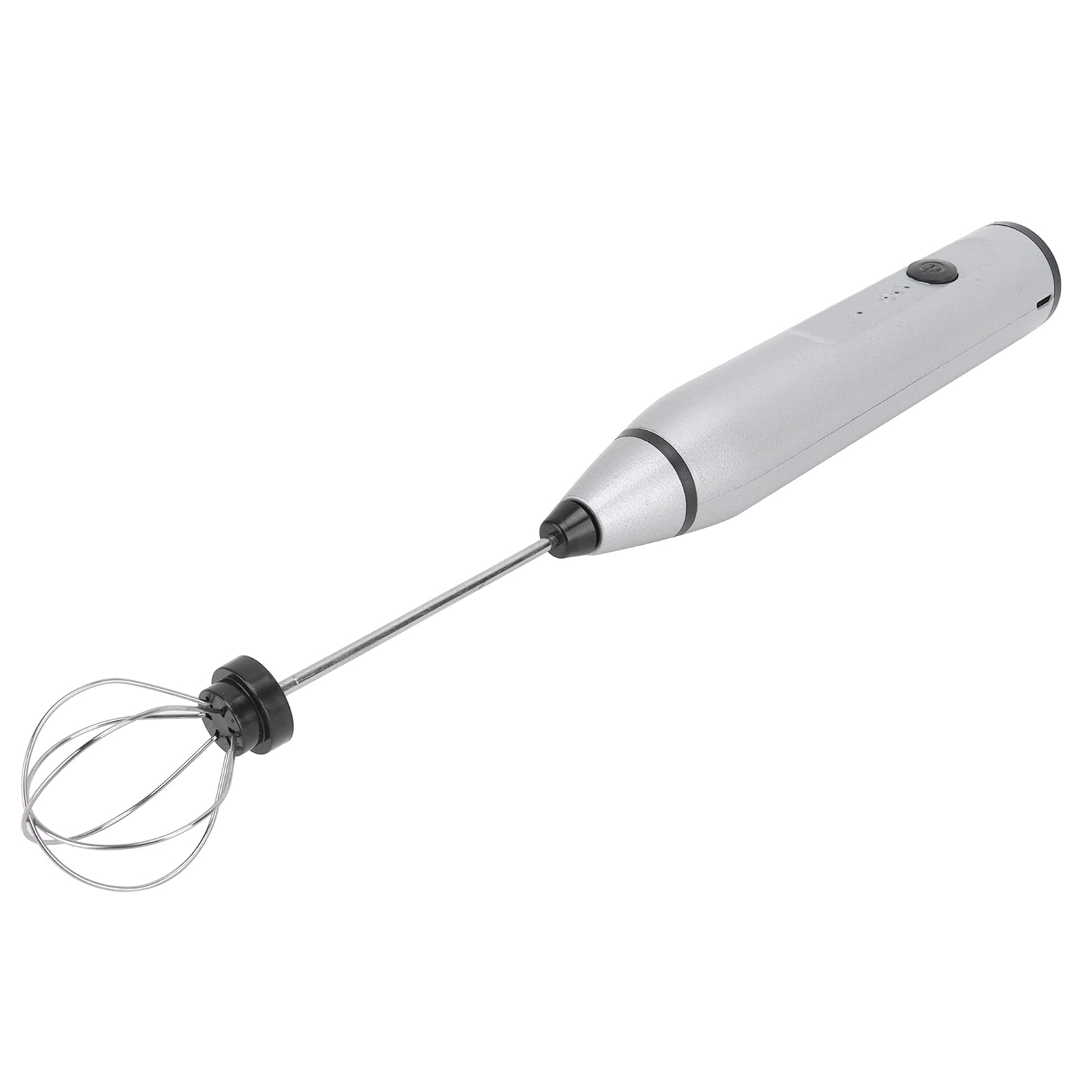 **Rechargeable Handheld Electric Milk Frother - Double Mixing Head for Coffee, Latte, Cappuccino - Perfect for Home, Bakery & Restaurant Use (Silver)**