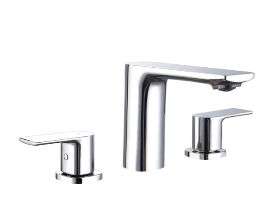 TIMELYSS 3-Hole Widespread Bathroom Vanity Faucet - F13127 - Modern Chrome Finish for Sink, Countertop & Bathroom Decor