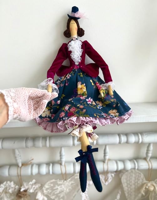 Tilda Mademoiselle Adelina Handmade Rag Doll - Regency & Rococo French Court Style Art Doll | Romantic Princess Gift for Girls | Perfect for Tea Parties, Nursery Decor & Collectible Displays