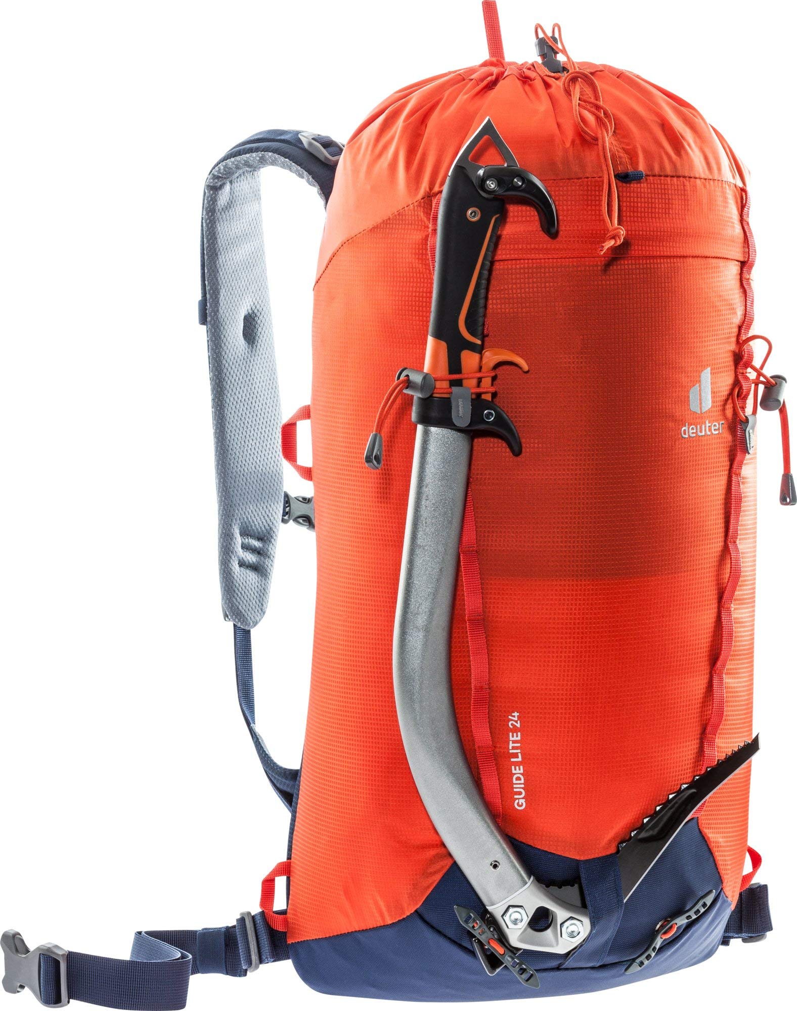 Deuter Guide Lite 24L Unisex Hiking Backpack - Lightweight Alpine Climbing Pack for Men & Women (Papaya-Navy) - Perfect for Day Hikes, Camping & Outdoor Adventures