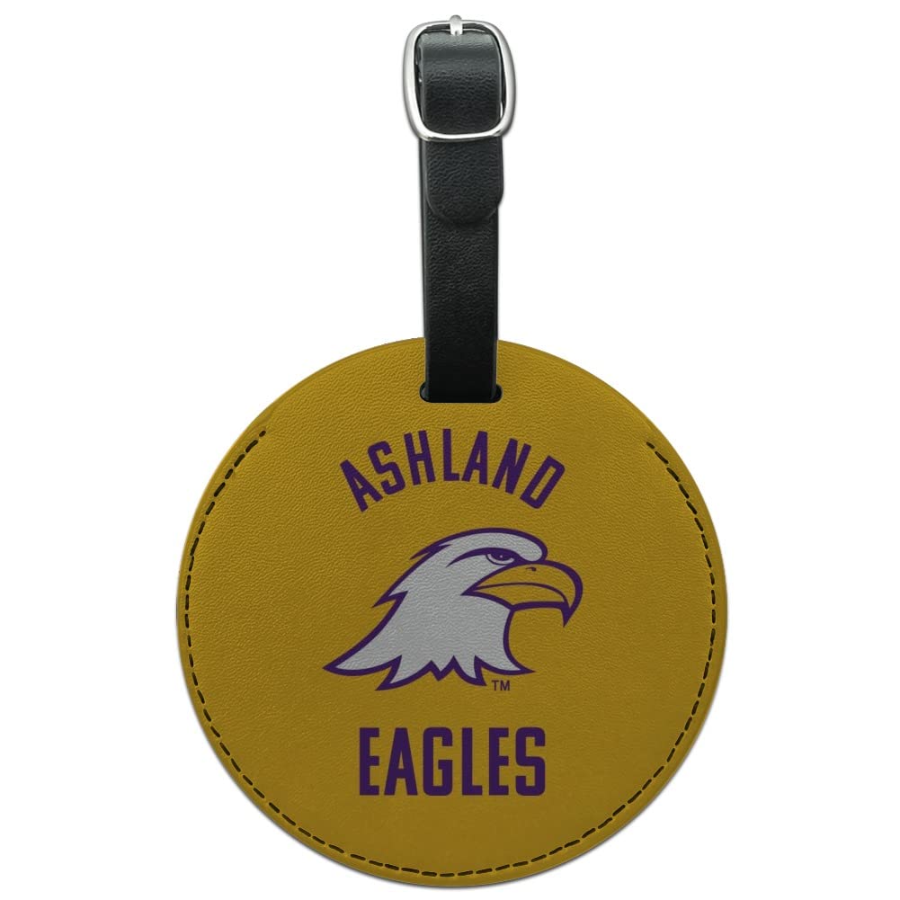 Ashland University Eagles Logo Round Leather Luggage Tag - Durable Carry-On ID Tag for Travel Bags, Suitcases & Backpacks - Perfect for College Alumni, Students & Fans