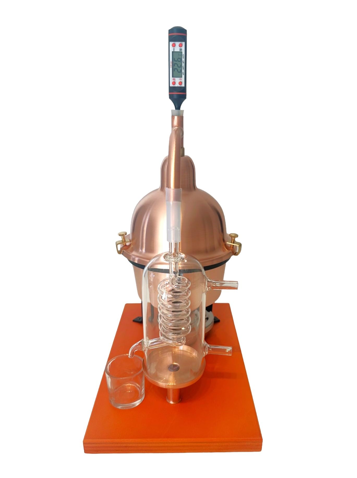 Premium Alembic Copper Essential Oil Distiller with Glass Condensing Coil - Perfect for Home Aromatherapy, DIY Essential Oils & Herbal Extractions