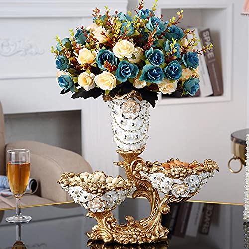 Premium Handmade Rhinestone Ceramic Fruit Plate - Luxury European Style Dried Fruit & Snack Tray with 5 Compartments, Elegant Home Decor for Dining Table, Coffee Table & Party Serving