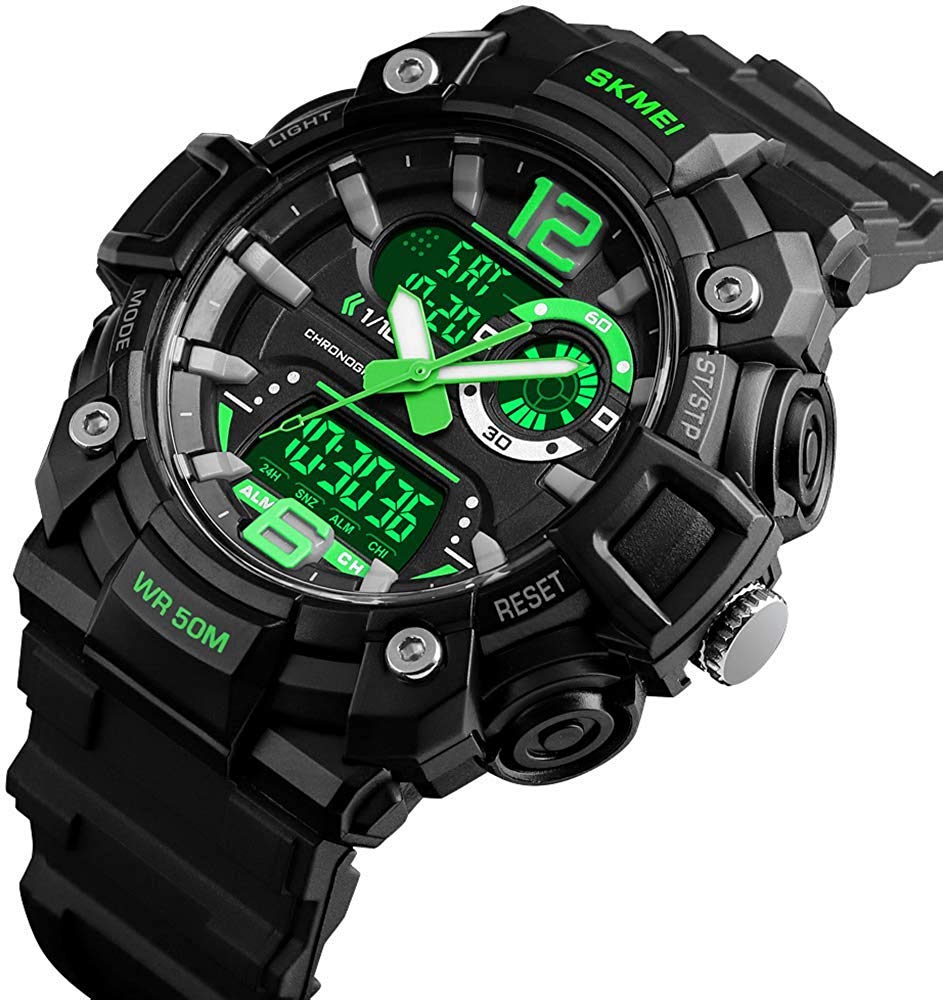 MASTOP Men's Analog Digital Dual Display Military Sports Watch - Waterproof, Shockproof, Multifunction with Alarm & LED Backlight - Perfect for Outdoor, Running, Hiking & Daily Use