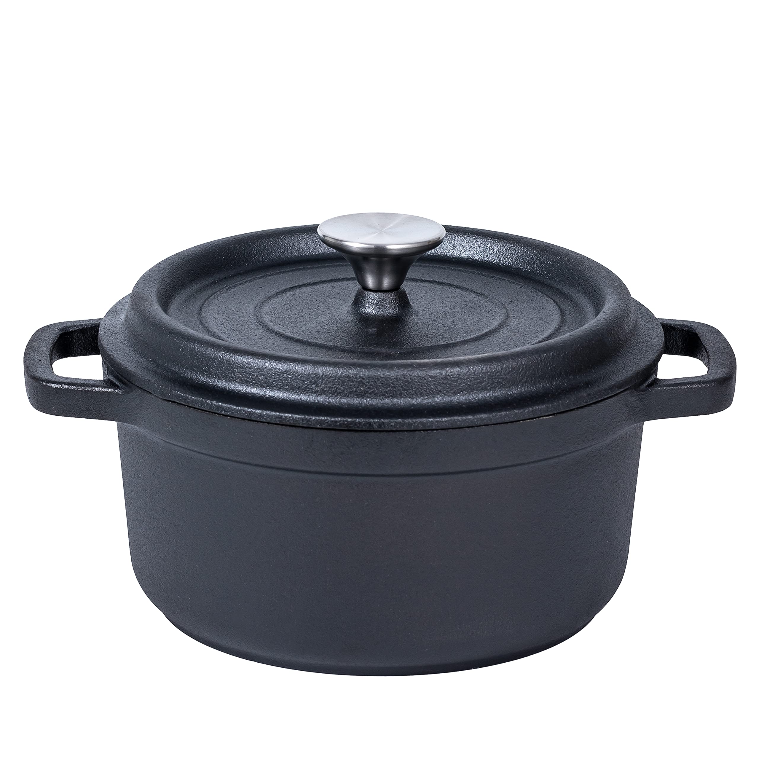 Bruntmor 5.2 Quart Pre-Seasoned Cast Iron Dutch Oven with Lid - Black Cast Iron Skillet for Casseroles, Braising, Baking & Roasting - Induction Compatible Cookware - Perfect for Camping, Home Cooking & Outdoor BBQ