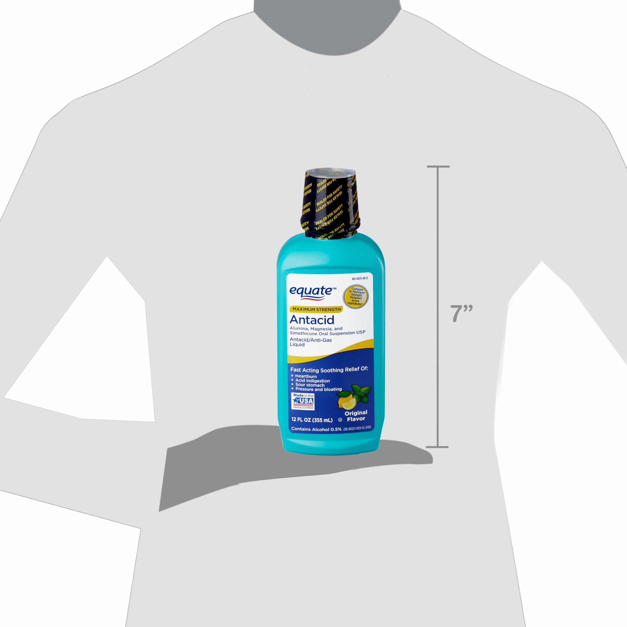 Equate Maximum Strength Antacid Liquid - Original Flavor (2 Pack, 12 fl oz) | Fast Heartburn & Acid Reflux Relief | Perfect for Home, Office & Travel Use