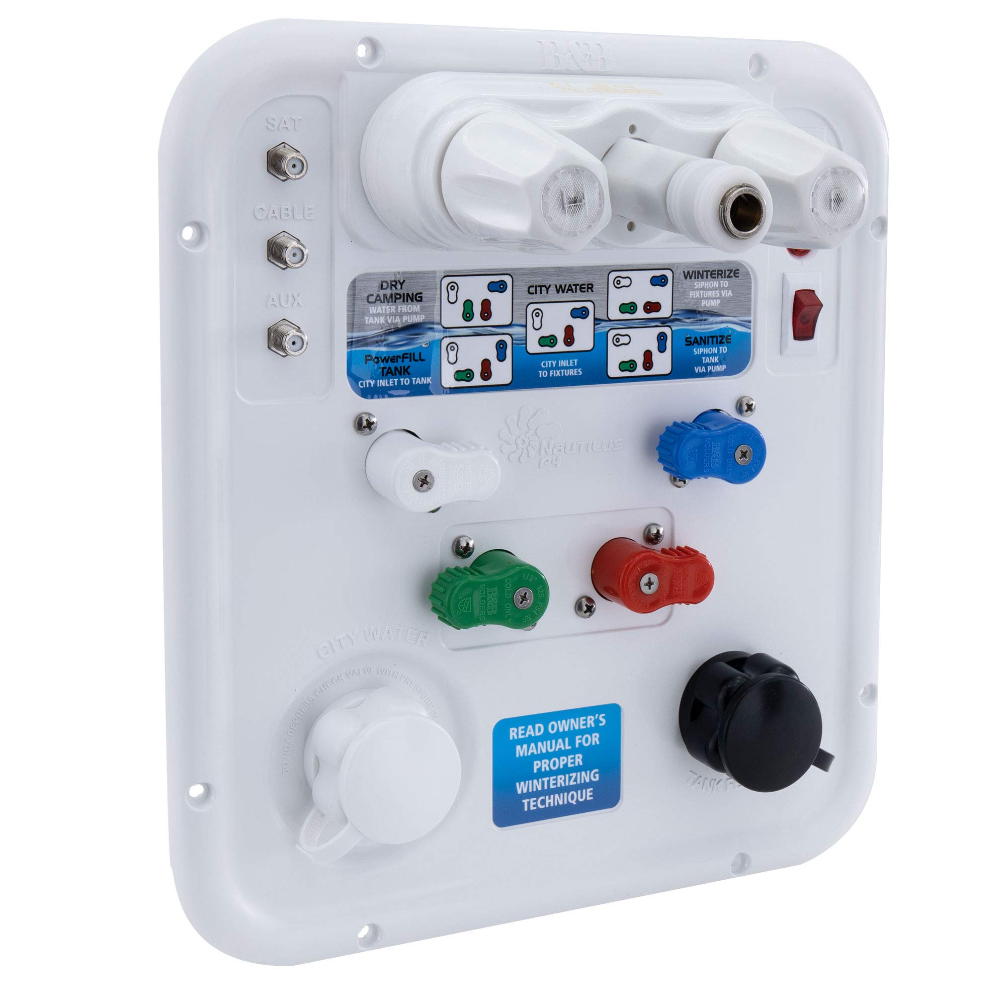 RecPro RV Water Management Panel | Nautilus P4 | 8-Function City Water Fill System with Install Kit | Made in USA | Perfect for RV Camping & Outdoor Adventures