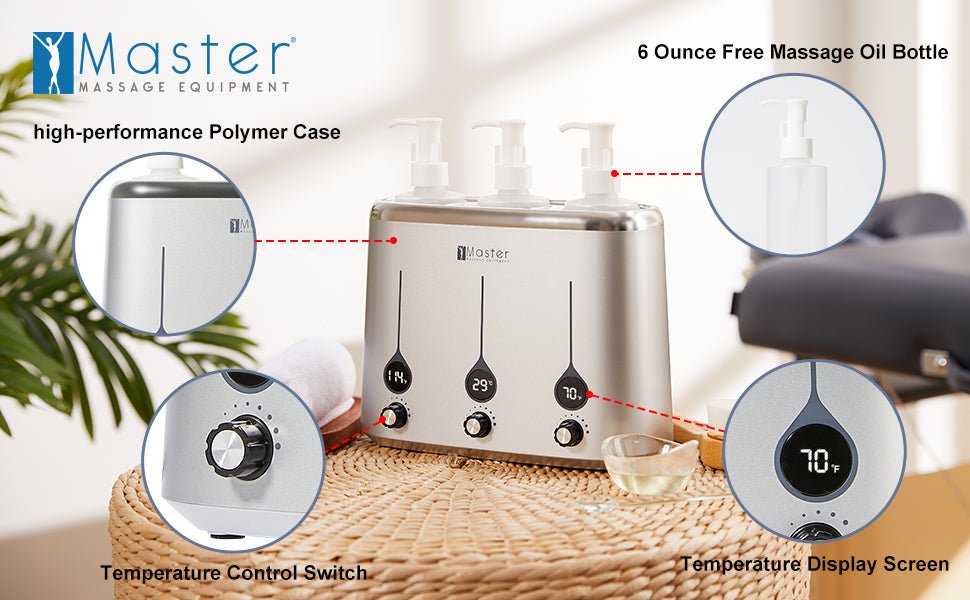 Professional 3-Bottle Heated Massage Oil Warmer & Lotion Dispenser - Fast Warming Body Cream Heater for Spa, Massage Therapy & Home Use - Perfect for Relaxation & Skin Care