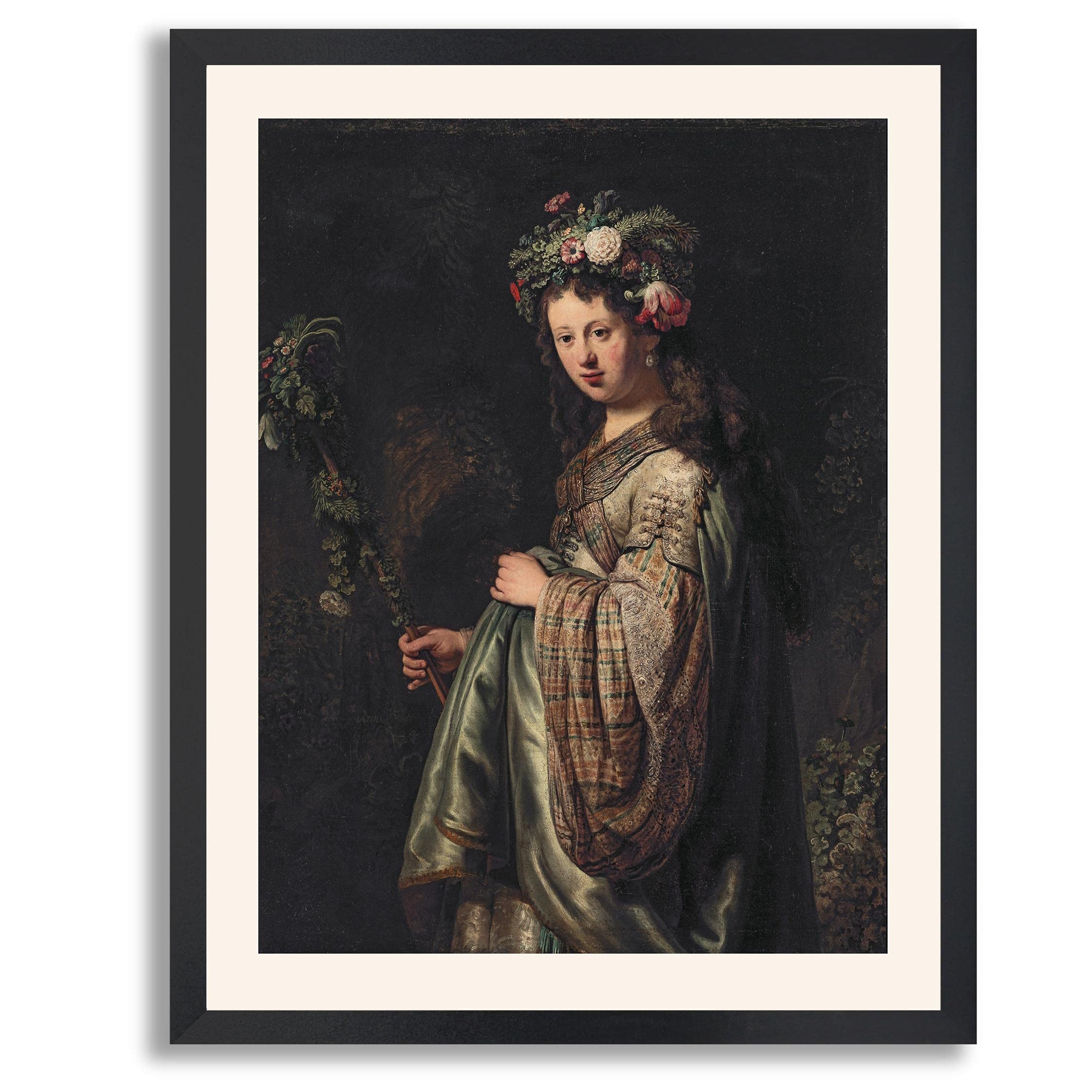 Van Rijn Rembrandt Flora Framed Art Print - Premium Canvas Wall Decor & Fine Art Reproduction in Wood Frame - Perfect for Living Room, Bedroom & Office Wall Art