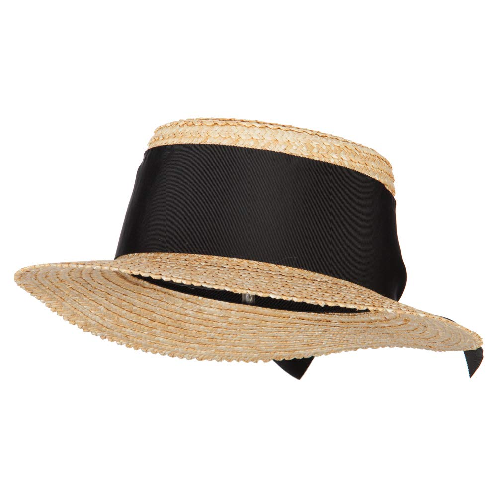 Women's Straw Wide Ribbon Tall Boater Hat - Summer Beach Hat for Women, Outdoor Garden Party, Wedding & Vacation Accessories | e4Hats.com