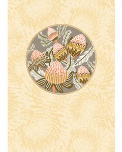 Kirsten Katz Wooden Magnet Greeting Card - Bush Toned Banksias Floral Design | Perfect for Birthday, Thank You, Anniversary & Home Decor Gifts