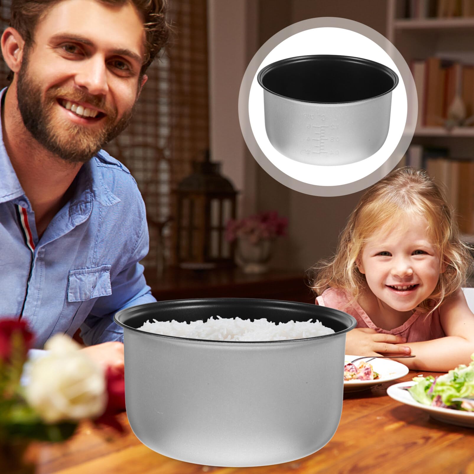 IPetboom 1-Piece Non-Stick Rice Cooker Inner Pot Replacement - Compatible with Pressure Cookers & Rice Cookers - Durable Baking Cake Pot for Home Kitchen Use - Perfect for Cooking Rice, Steaming, and Baking Cakes